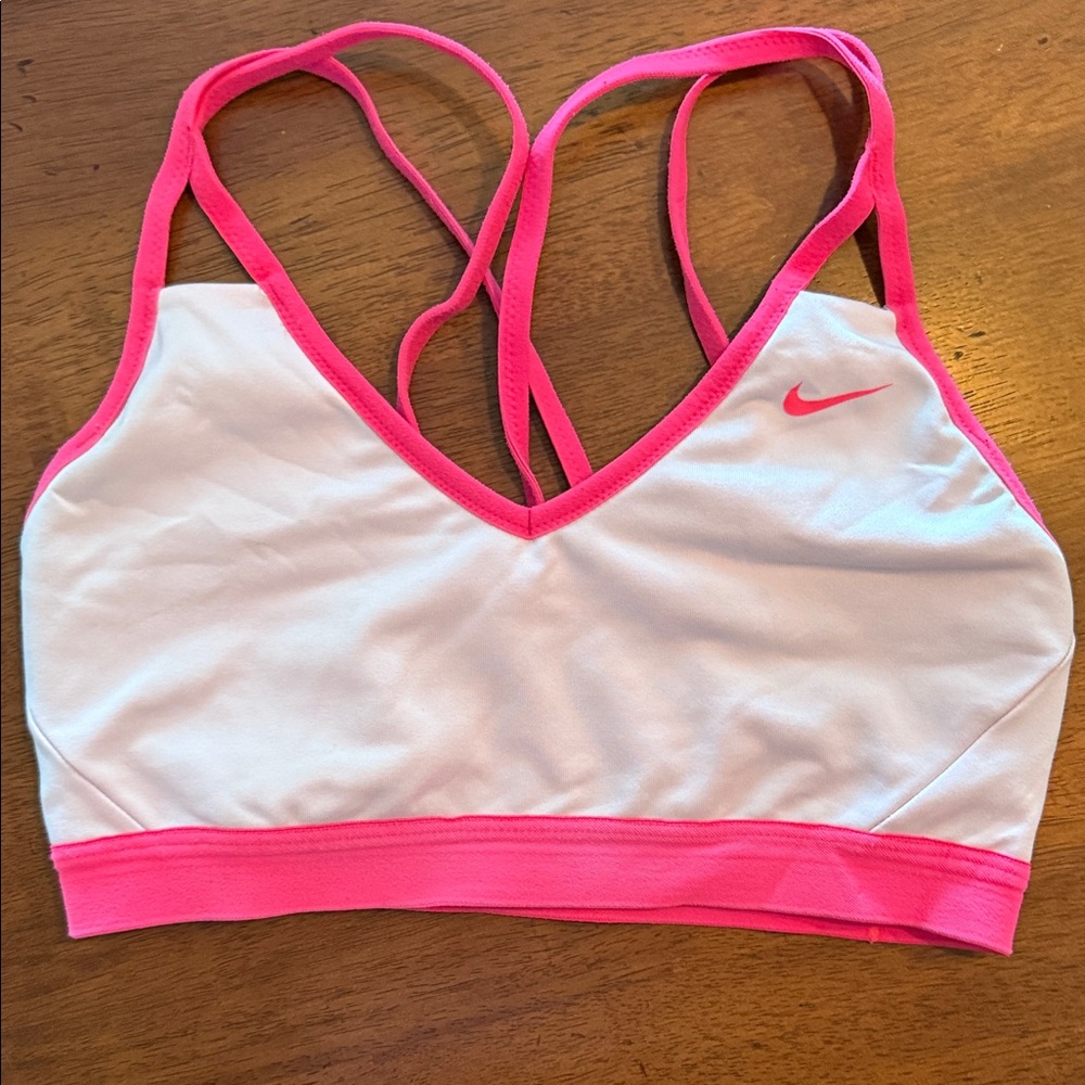 Nike Pink and White Sports Bra